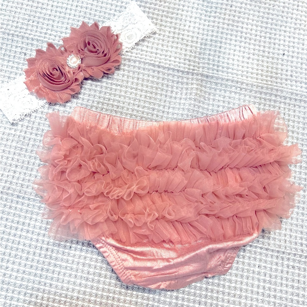 NEW BORN BABY GIRL HEADBAND and BLOOMERS